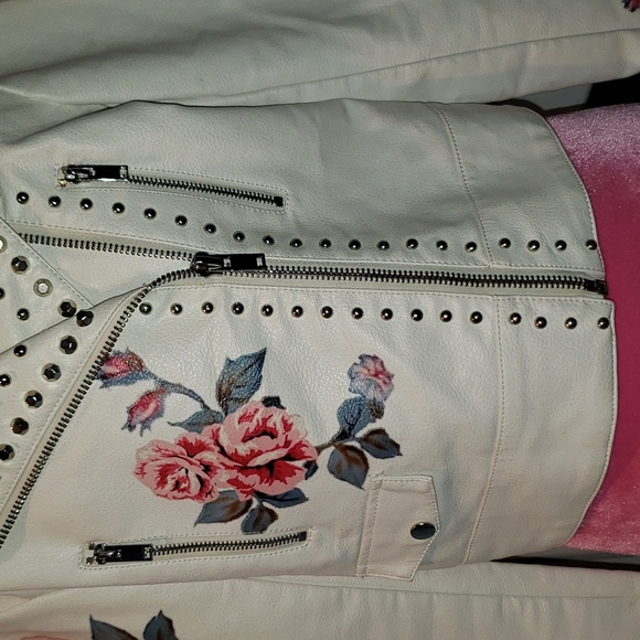 FF 💘VINTAGE EMBROIDERED FLORAL BOHO SOHO CHIC STUDDED BLAZER MOTORCYCLE JACKET - Picture 3 of 14